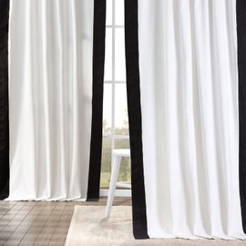 HPD Half Price Drapes PRCT-VC1716-96 Vertical Colorblock Panama Curtain (1 Panel), 50 X 96, Fresh Popcorn and Black