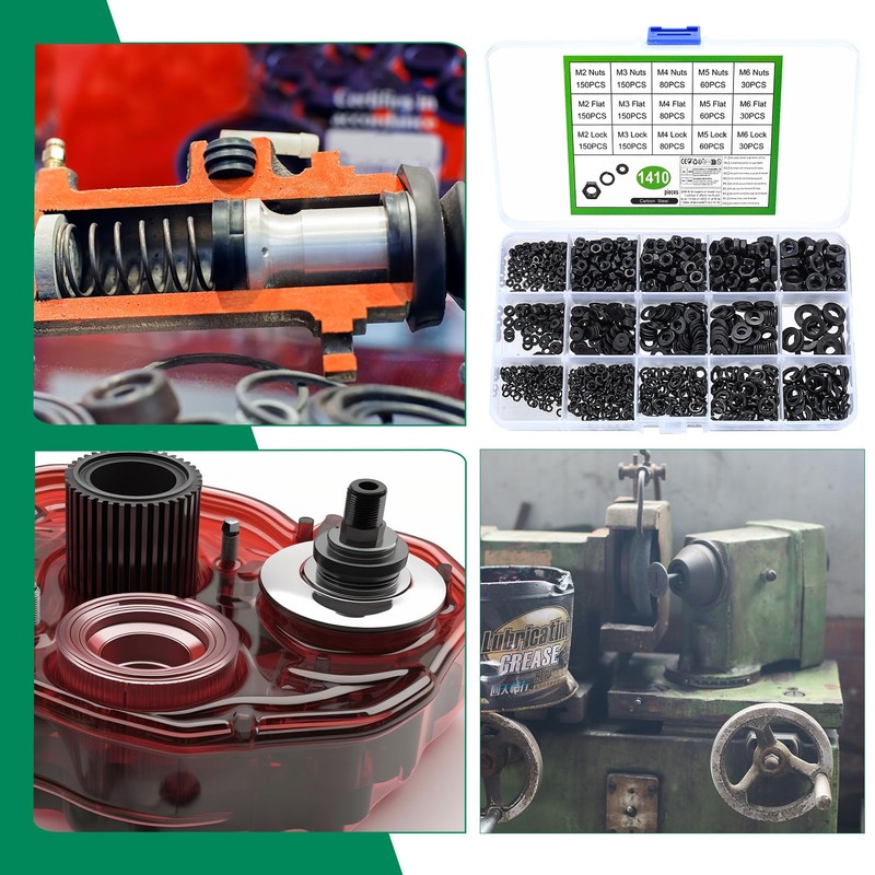 1410 Pcs Carbon Steel Hex Nut & Flat Washer &