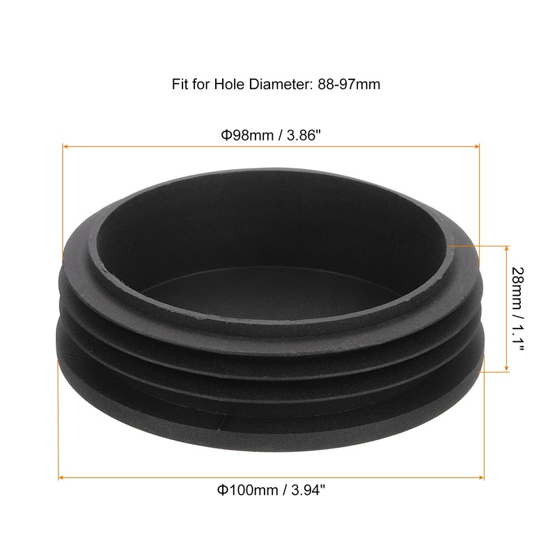 QUARKZMAN 2 Pieces Round Pipe Plugs, Black Lamellar Plugs, 100mm