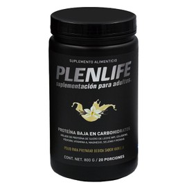 PLENLIFE - Suplemento Alimenticio en Polvo - Proteína Baja en Carbohidratos - Bote con 800 Gramos (800 gramos, Vainilla)