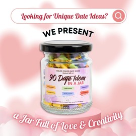 90 Date Ideas In A Jar Color Coded, Date Ideas, Valentine Gifts for Men, Date Night Ideas, Valentines Day Gifts, Date Jar Wedding/Anniversary/Bridal Shower/Newlyweds, Gifts for Couples, I love You