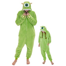 GONAAP Unisex Adult Mike Wazowski Onesie Pajamas Animal One Piece Costume Cosplay Sleepwear (Mike Wazowski, 13-14Years)