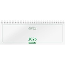 BRUNNEN Landscape Appointment Book Model 772 2026 | 297 x 105 mm, Cardboard, White