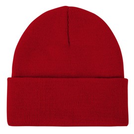Komorebi Smile Face Beanies for Men Womens Winter Hats Warm Slouchy Beanies Red Knit Beanies Unisex Cuff Skull Cap Red One Size