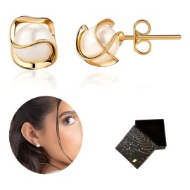 Aretes Mujer De Perlas Oro De 14k Pendientes Joyeria Regalo