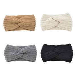 PACKOVE 4pcs Knitted Wool Cross Headband Braided Headscarf for Women Hairbands for Women Athletic Fashion Headwraps Winter Ear Protection Headgear