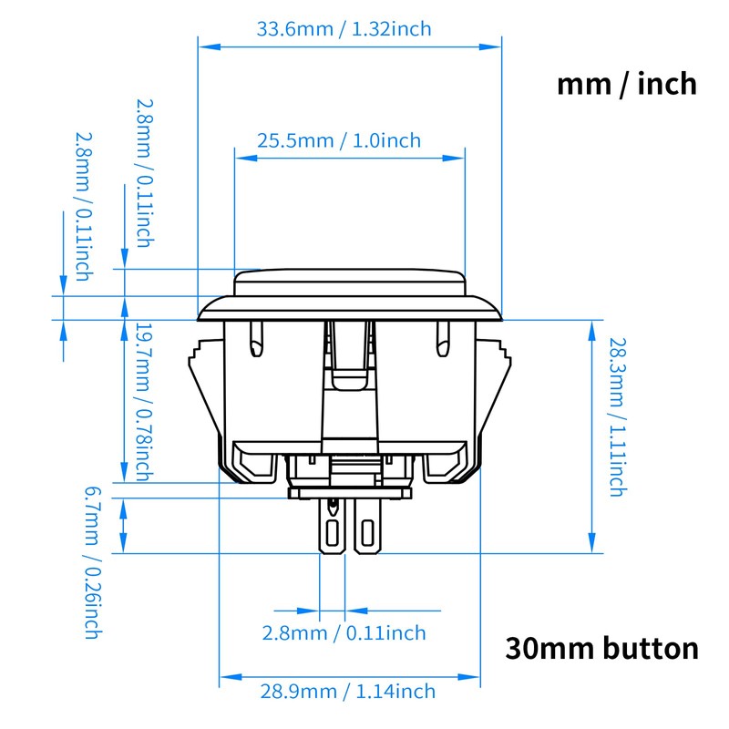 qanba Gravity KS Mechanical Arcade Buttons 30mm Snap-In Mechanical Pushbutton