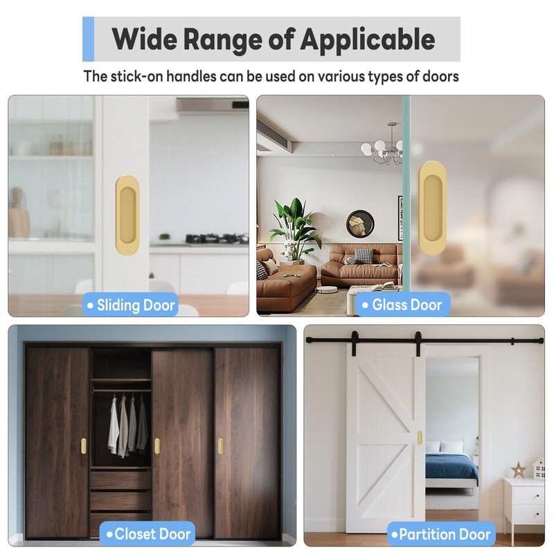 YogePote 8 Pack Self Stick Sliding Door Handles, Aluminum Alloy