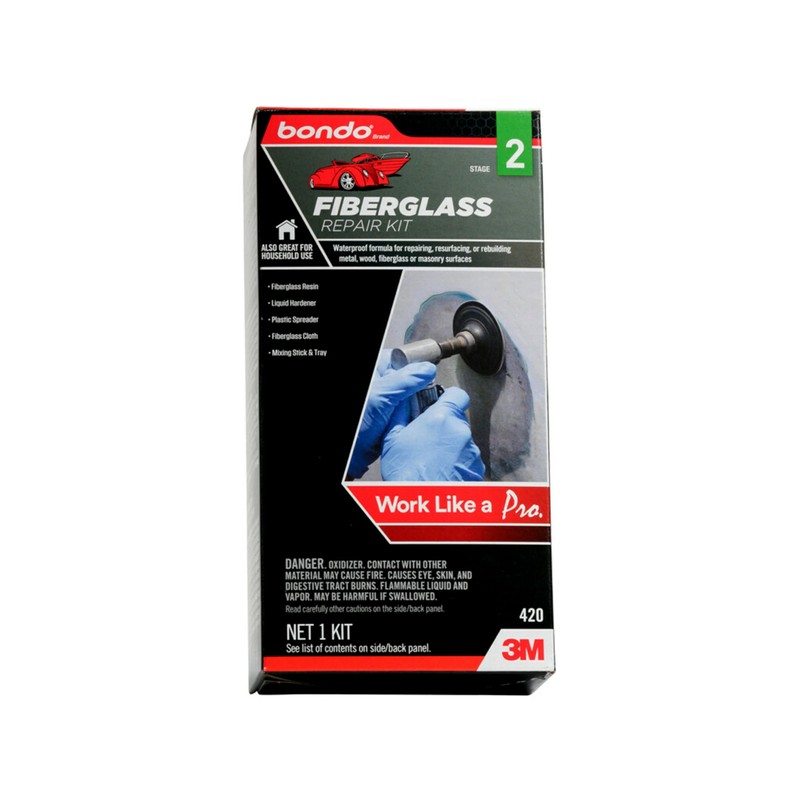 3M Bondo Fiberglass Resin Repair Kit, 00420, 0.45 Pint