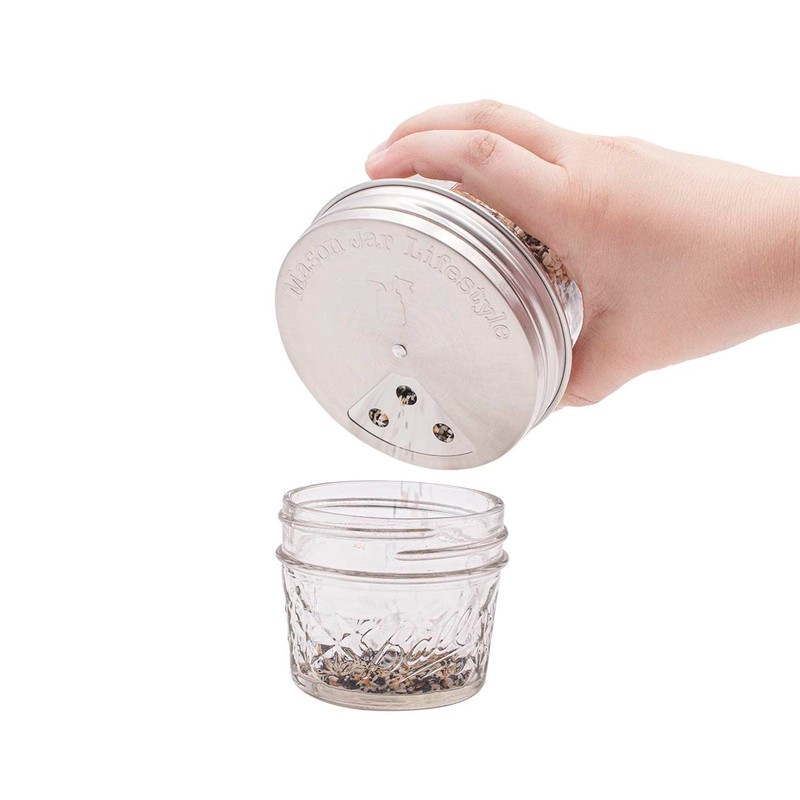 4 Pack Stainless Steel Spice Shaker Lid for Mason Jars