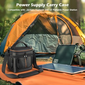EUGOOCX Portable Power Station Carrying Storage Bag Compatible with Jackery Explorer 240 v2, Travel Case for Solar Generator, Charging Cable and Accessories