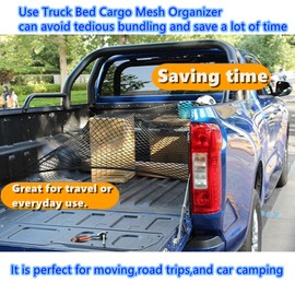 Cargo Net Suitable for Daily Light Loads of SUV Trucks,Mesh Organizer 4'x4' Stretches to 7'x7',Highly Elastic Truck Bed Net for Pickup Truck Bed