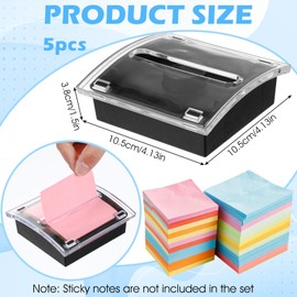 5 PCS Pop up Sticky Notes Dispenser, 3 X 3 in Sticky Note Holder Dispenser Clear Top Black Base, Pop up Notes Dispensers for Desk Office Home Shop School Supplies Gift