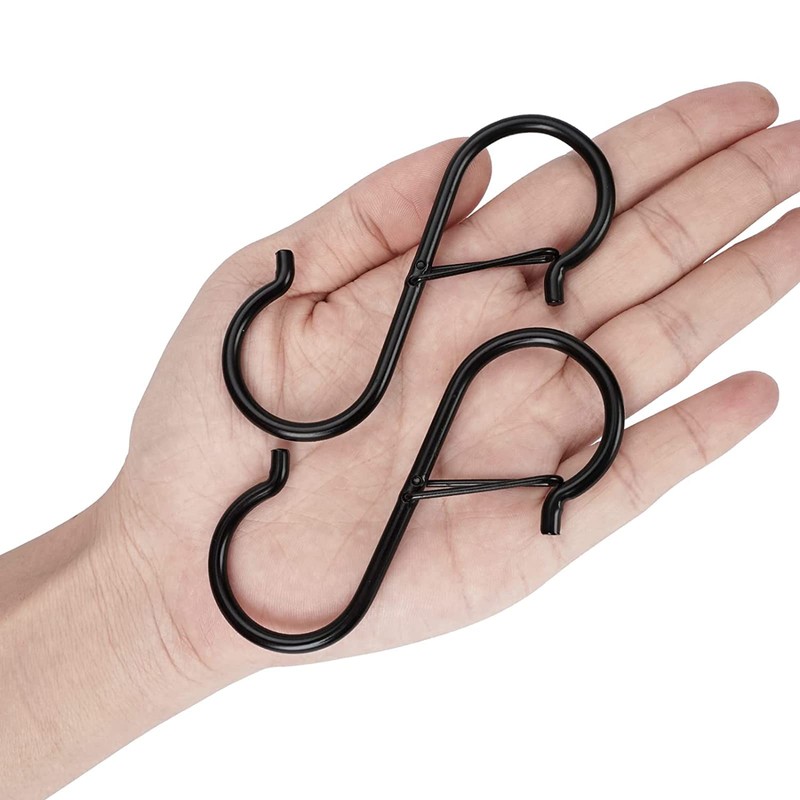 S Shaped Hooks, S Hooks, Fall Prevention, Black, Set of