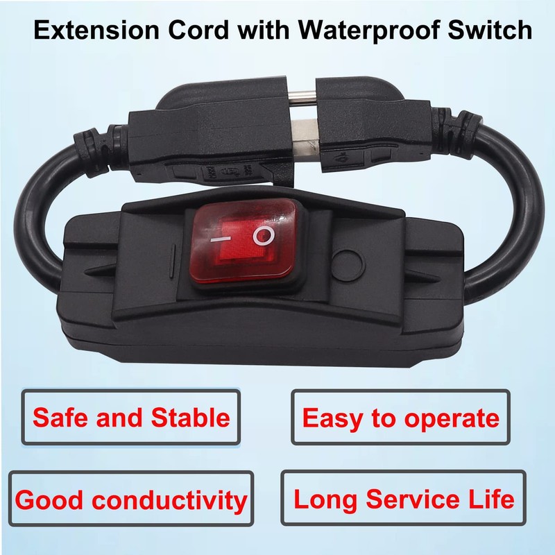 TWTADE 3 Prong Extension Cord with Inline Switch On/Off 14AWG