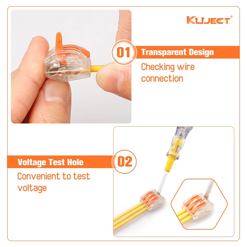 Kuject 200PCS Lever Wire Nuts Connectors Kit with 2/3/4/5/8 Conductor