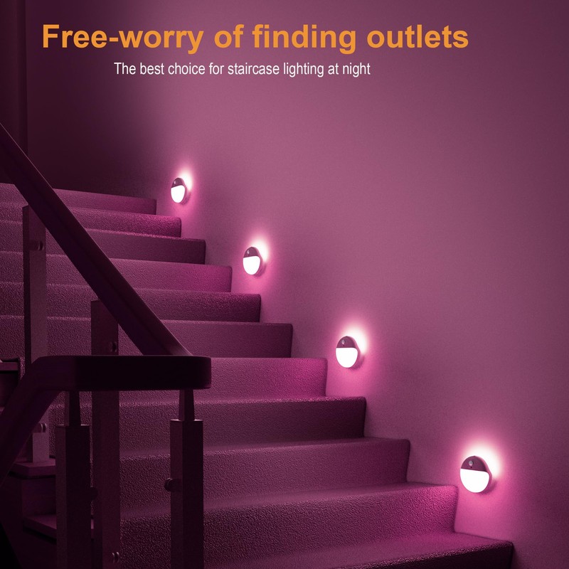 YUNLEX 2 Pack Motion Sensor Night Light, 3 Lighting Modes,