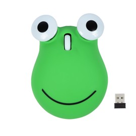 Samudgate Wireless Mouse 2.4GHz Lovely Cartoon Frog Shape USB Mouse Portable Cordless Mouse with USB Receiver, Kids Small Optical Mouse Computer Mouse for Laptop Computer