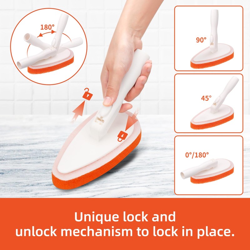 Qaestfy Bathtub Scrubber, Adjustable Long Handled Scrub Brush with 51