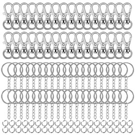 ALBOYI 195 Piece Silvery Swivel Snap Hooks and O Key Rings with Open Jump Ring, Metal Lobster Claw Clasp Key Chain Parts for Craft DIY Accessory