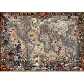 Educa - Pirates Map - 2000 Piece Jigsaw Puzzle - Puzzle Glue Included - Completed Image Measures 37.75" x 26.75" - Ages 14+ (18008)