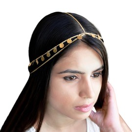 Head Chain Sequins Bridal Bohemian Hair Jewellery, Gold Festival Headpiece, Tassel Boho Head Chain, Hair Band, Headband for Women and Girls