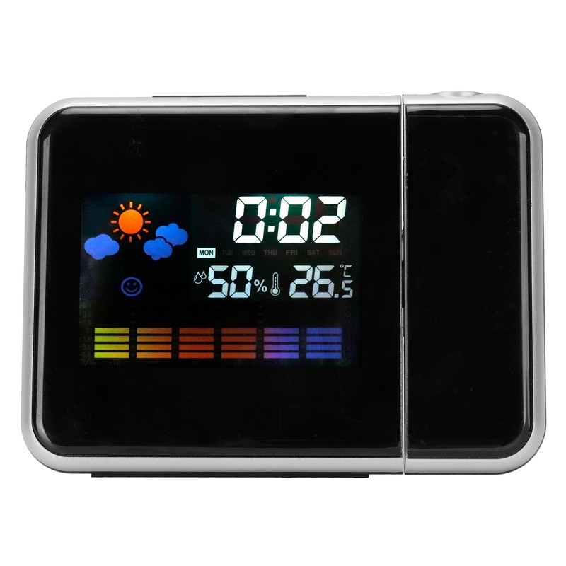 Indoor Projection LED Clock Thermometer Hygrometer Weather Forecast Snooze Perpetual