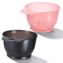 2 Pack Hair Dye Bowl Hair Color Bowls Hairs Dye Tinting Tools Plastic Hairs Color Mixing Tint Bowls for Hairdressing Salon Transparent Black & Pink