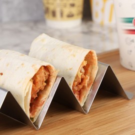 PIQIUQIU Taco Holder, Pack of 2 Taco Stands Made of 304 Stainless Steel with Handles, Dishwasher Safe Tortilla Holder for Tacos Sandwiches Sausages Holder