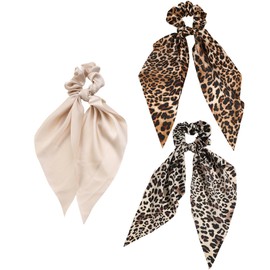 OHYER Scrunchies Hair Scrunchies Silk Invisibobble Scrunchie Hair Scrunchie Thick Hair Braid Holder Hair Bobbles Small Elastic Hair Bobbles Satin Hair Bobbles for Women Girls (Leopard Print, 37 x 10