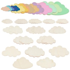 OLYCRAFT 35Pcs Mixed Sizes Cloud Shape Wooden Pieces Unfinished Wood Slices Unfinished Cloud Wood Cut Out Unfinished Blank Slice Unfinished Wood Ornaments for Painting Drawing DIY Project Crafts