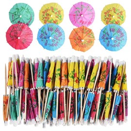 50 Pcs Bamboo Wooden Cocktail Umbrella for Drinks, Papery Party Treats Decorative Umbrellas, Cocktail Mini Umbrella Suitable for Assorted Drinks Cupcake Toppers Pool Parties Summer Events,etc.