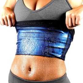 BODYSUNER Waist Trainer Trimmer Sweat Belt Band for Women Lower Belly Fat Sauna Slimming Belt Suit Workout, Blue, 4XL5XL