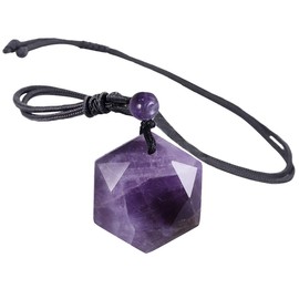KYEYGWO Unisex Star of David Pendant with Adjustable Nylon Rope, David Star Necklace Hexagram Gemstone Pendant Reiki Jewellery for Amulet, Healing, Religious, amethyst, Amethyst