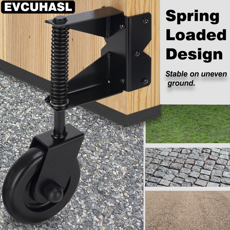 Gate Wheel, Spring Loaded Gate Caster, Heavy Duty Wooden Fence