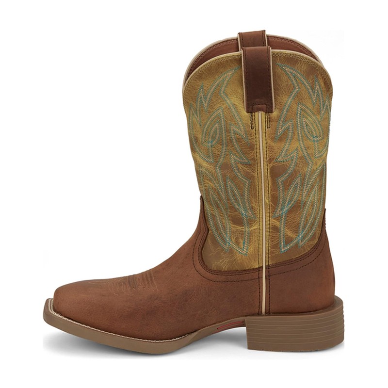 Justin Men's Canter 11" Square Toe Western Boot, Brandy -