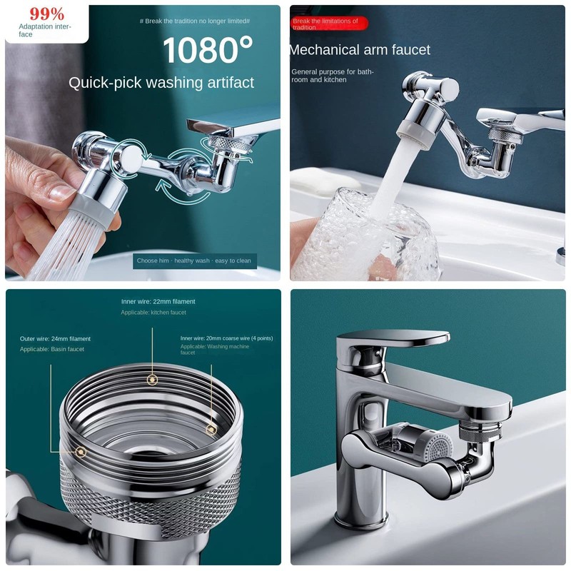 Tap Extension Kitchen Sink Aerator Water Saver Rotating 2 Mode