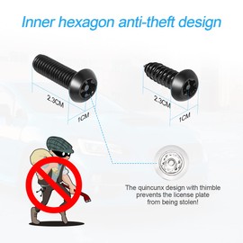 CGEAMDY Anti Theft Number Plate Screws Set, Security Screws for Number Plate, Solid Stainless Steel Assortment, Anti-Theft Screws Bolt Covers (2 Black)