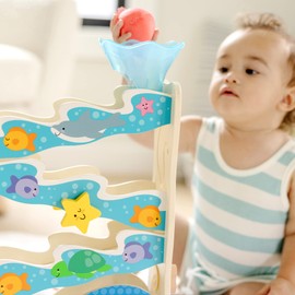 Melissa & Doug Rollables Wooden Ocean Slide Toy (5 Pieces) - Ocean Themed , Early Learning Toys For Infants And Toddlers Ages 1+