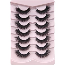 MIKIWI Wispy Strip Lashes Fluffy Faux Mink Eyelashes Volume Lashes 7 Pairs False Eyelashes(M51)
