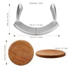 8.7 Inch Mezzaluna Knife With Wood Cutting Board - Stainless