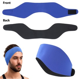 Swimming Headband for Kids Adults Adjustable Doctor Recommended Waterproof Swim Ear Band Protection to Keep Water Out and Hold Ear Plugs in-Water for Surfing,Diving,Pool,Showering,and Beach(Blue)