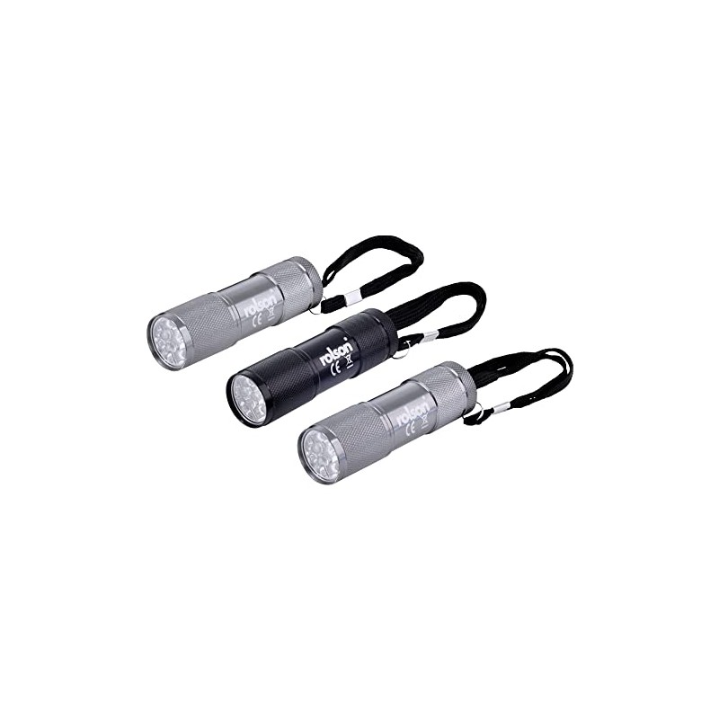 Rolson 61760 3 pc 9 LED Aluminium Torch