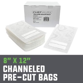 Chefwurx Pre-Cut Vacuum Sealer Bags â 300 Pint Bags for Food Saver â BPA-Free Vacuum Seal Bags, Microwave, Freezer and Boil Safe, Compatible with Most Vacuum Seal Machines (8â x 12â)
