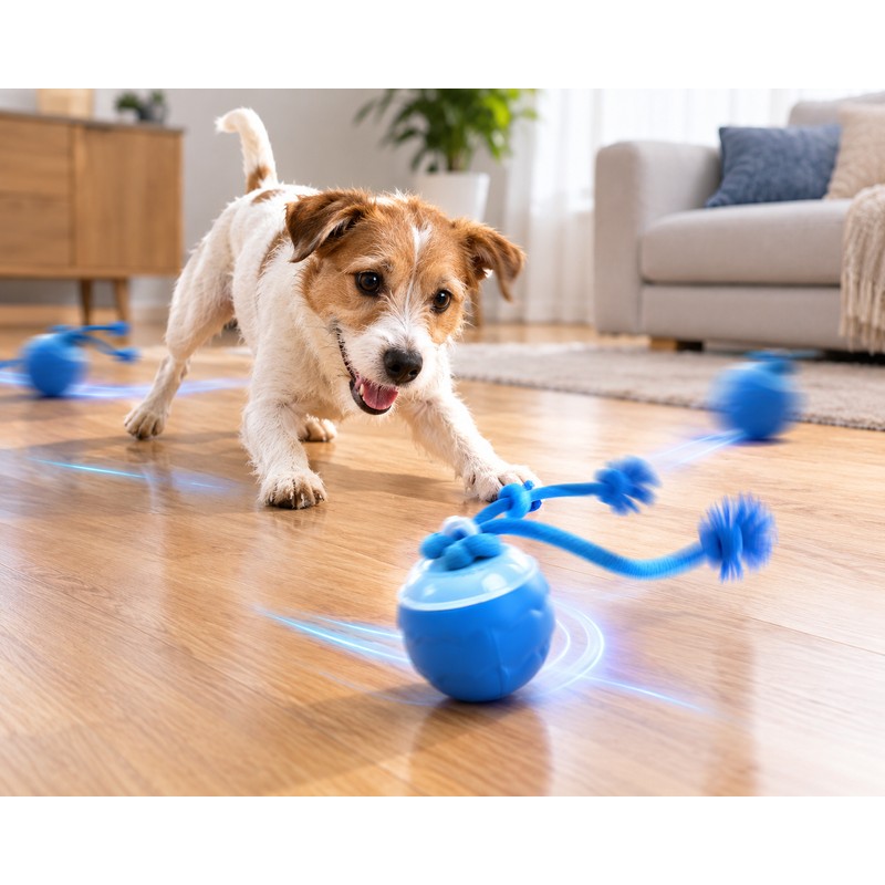 Smart Interactive Dog Toy Ball with Rope, USB Rechargeable Automatic