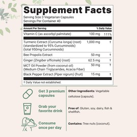 Micro Ingredients Turmeric Curcumin Supplement 1,000mg, 240 Veggie Capsules | 95% Curcuminoids with Bee Propolis, MCT Oil, Vitamin C & Black Pepper | Enhanced Absorption | Vegan, Non-GMO, Filler Free