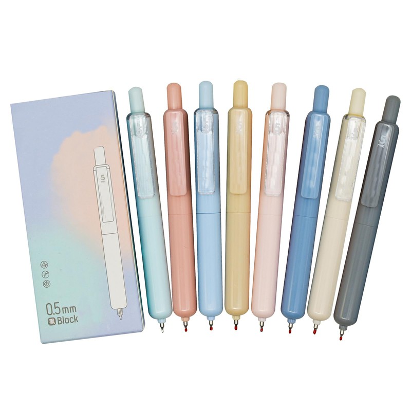 Maydahui 8 Pcs Retractable Short Round Pocket Size Pens Big