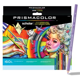 Prismacolor Scholar Colored Pencils, Assorted Colors, 60 Count - Perfect for Sketching, Drawing, Coloring