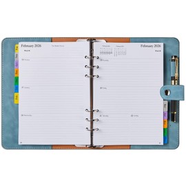 Academic Diary 2025-2026 Week to view A5, Monthly Tabs, Pocket & Pen Loop, Extra Notes Contact, Refillable Weekly & Monthly Planner, Personal Organiser for School Work Family, Aug.25 - Jul.26