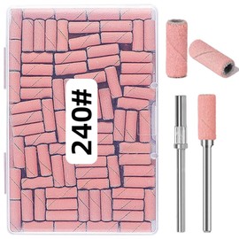 DMQ Sanding Bands for Nail Drill, 100Pcs Mini Extra Fine 240 Grit Nail File Small Nail Sanding Bands Set with Upgrade 2pcs 3/32'' Mandrels Bits for Acrylic Nail Gel Removing Shaping Manicure Pedicure